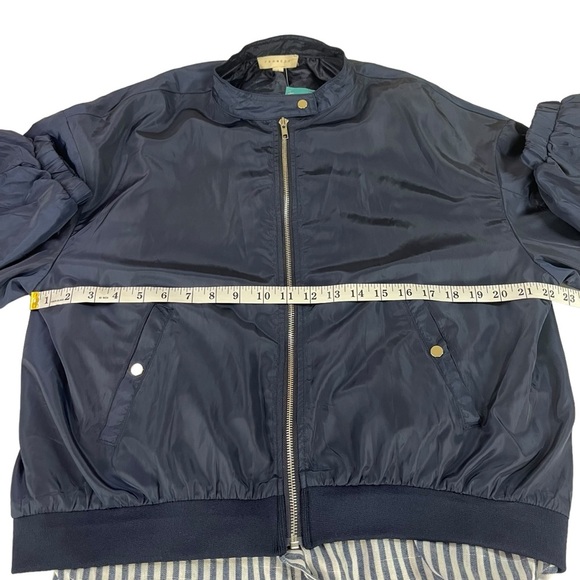 Promesa Bomber Jacket Pinstripe Shirttail Hem Womens Size L - NWT - Picture 9 of 10